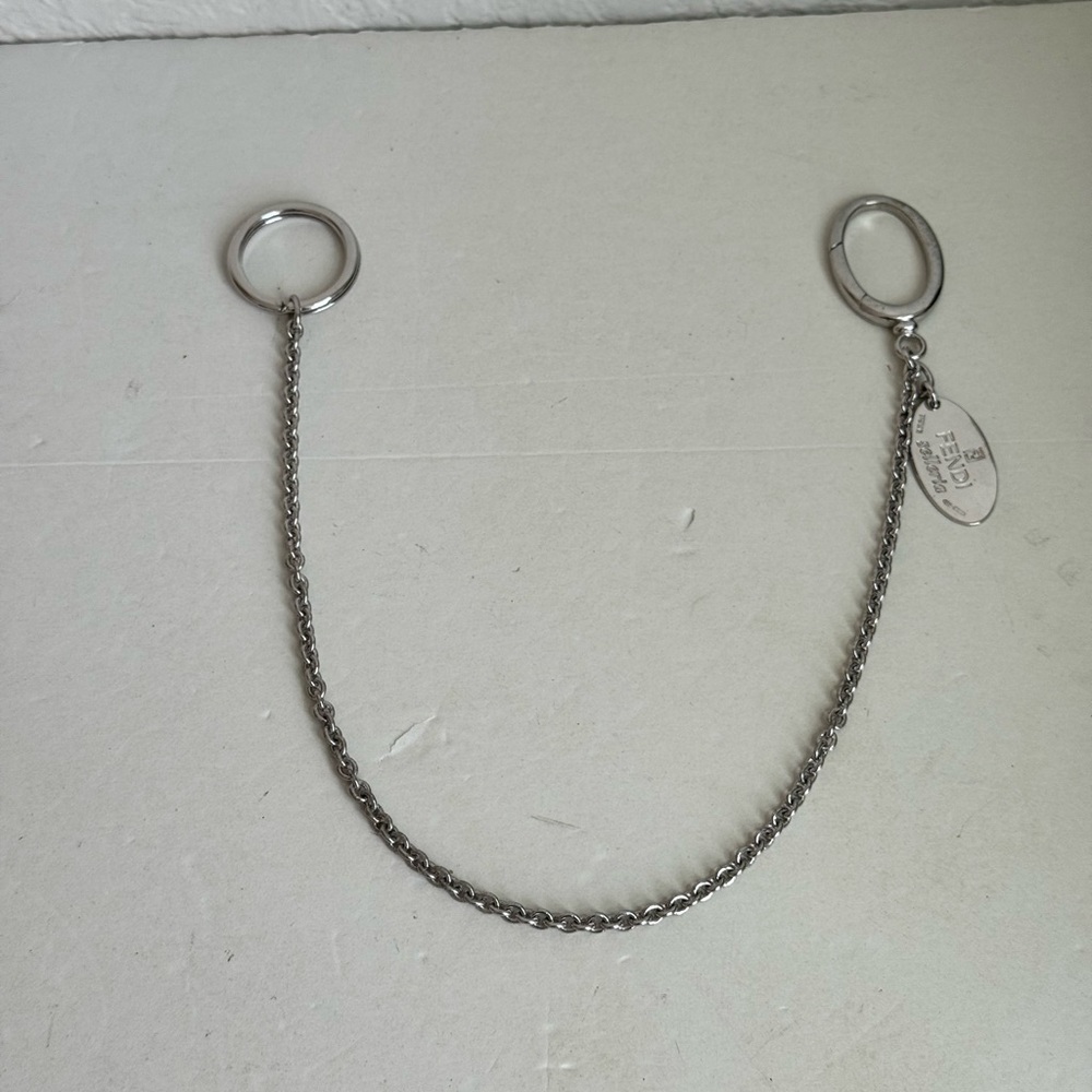 FENDI Vintage Necklace Selleria Oval Plate Charm 925 Silver - Picture 11 of 13